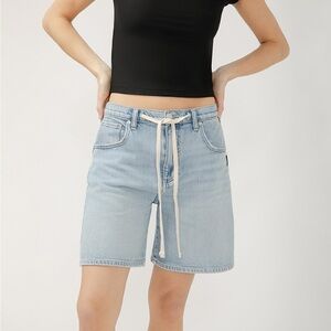 NWT Silver Jeans High Rise Light Blue Denim Shorts with Drawstring